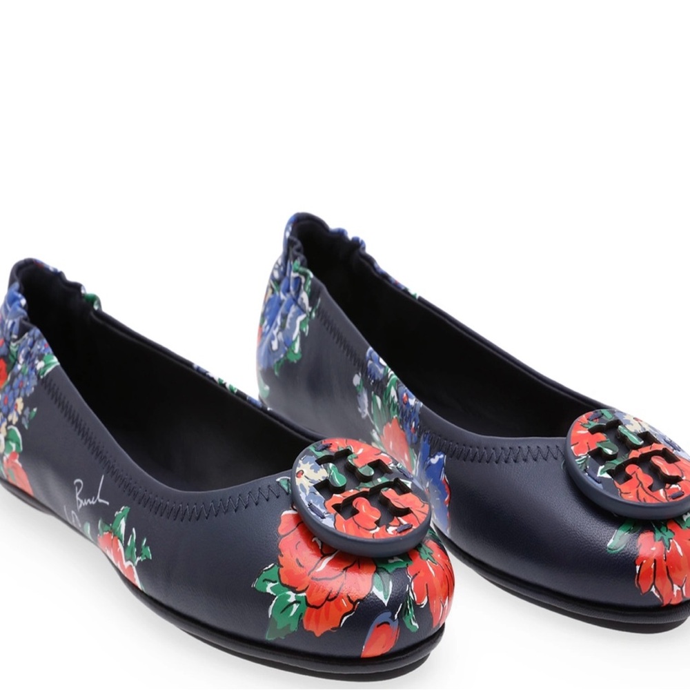 Tory Burch Minnie Travel Ballet Navy Tea RoseWomen's Ballet Flats